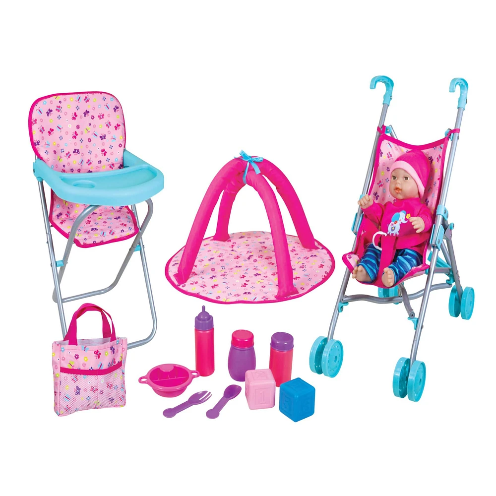 Lissi Dolls 12" Baby with Umbrella Stroller Playset