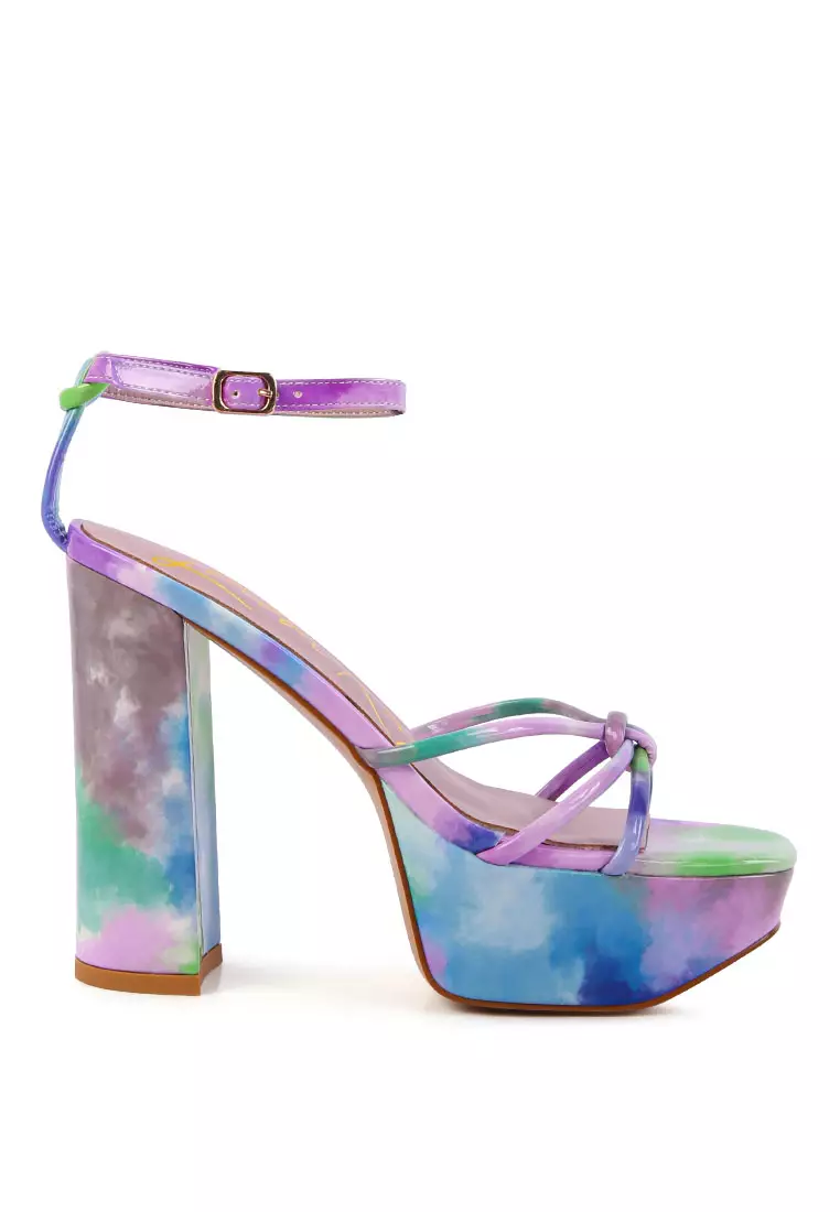 London Rag Purple Tie-Dye High Platform Heeled Sandals