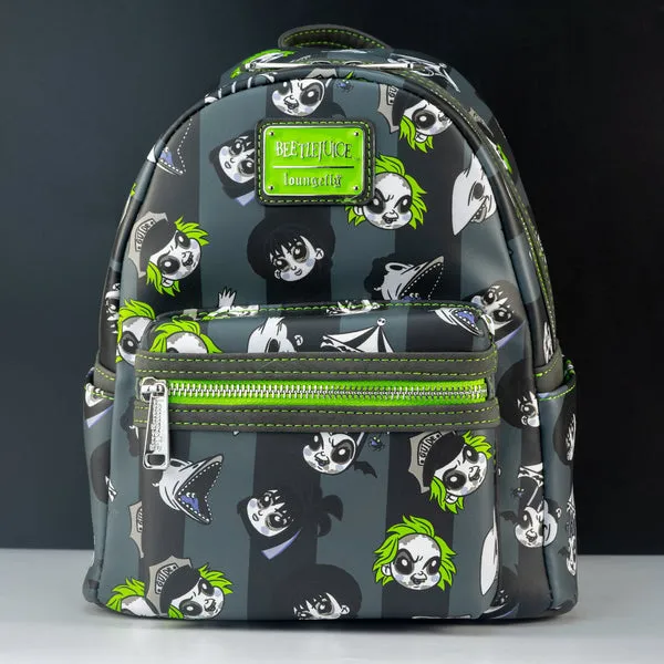 Loungefly x Beetlejuice Striped Character Icon Print Mini Backpack