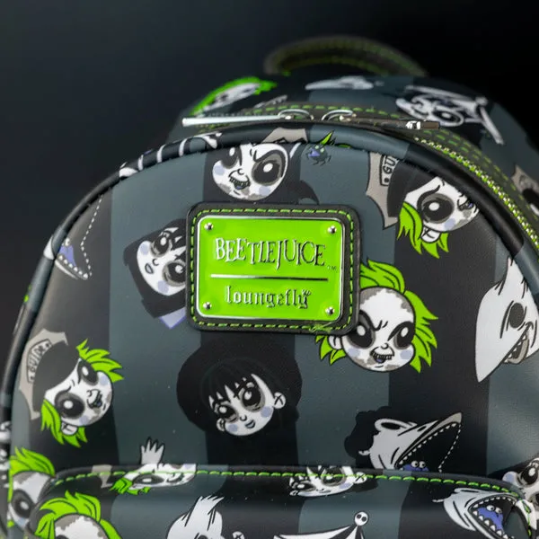 Loungefly x Beetlejuice Striped Character Icon Print Mini Backpack