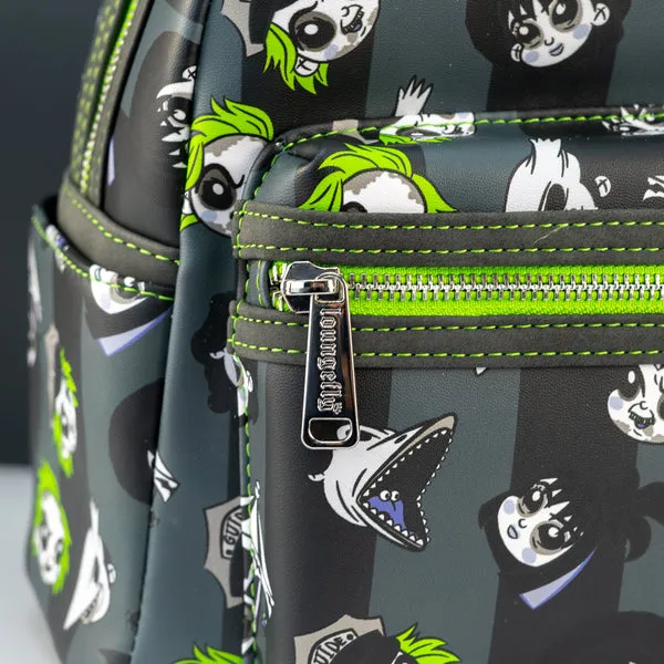 Loungefly x Beetlejuice Striped Character Icon Print Mini Backpack