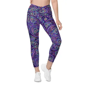 Lovely Mosaic Crossover Leggings With Pockets