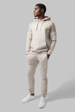 Man Active Colour Block Hooded Tracksuit | boohooMAN UK