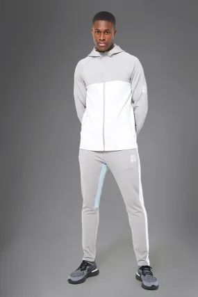 Man Active Colour Block Zip Through Tracksuit | boohooMAN UK