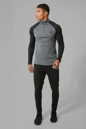 Man Active Contrast ¼ Zip Tracksuit