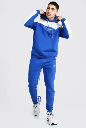 Man Roman Tape Colour Block Tracksuit