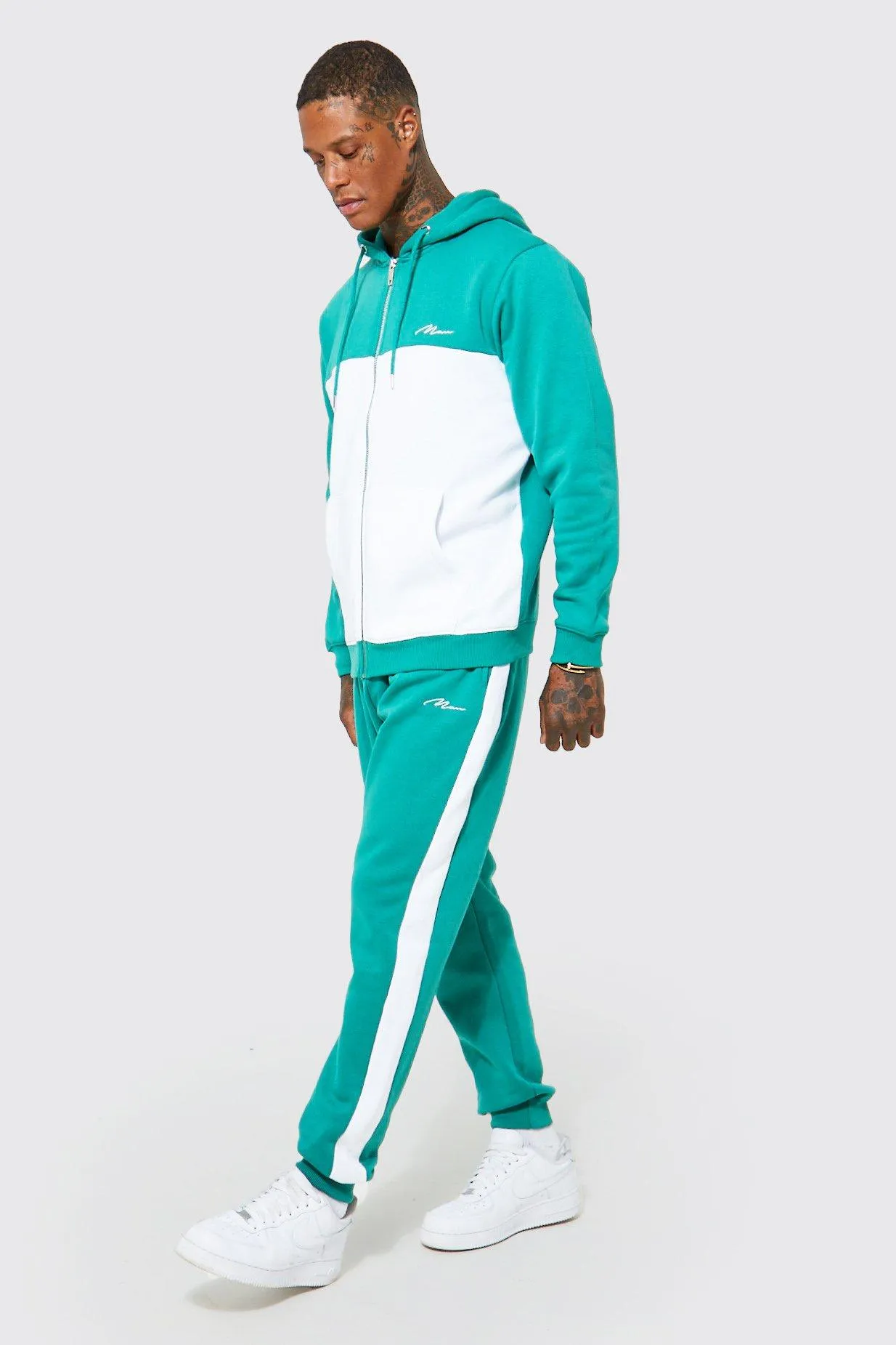 Man Signature Zip Colour Block Tracksuit