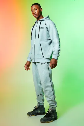 Man Zip Through Tracksuit With Piping | boohooMAN UK