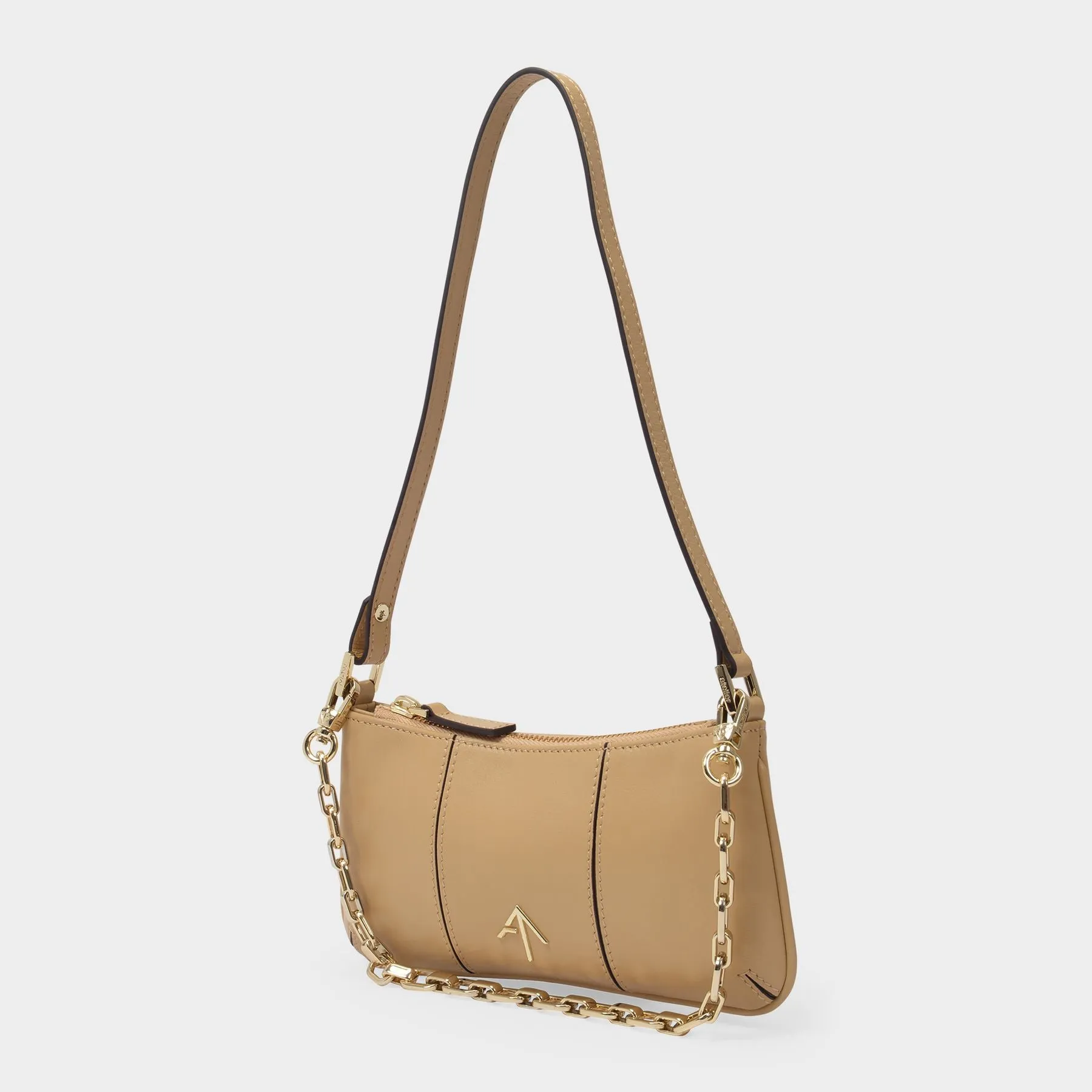 Manu Atelier  Mini Pita Bag in Beige Leather