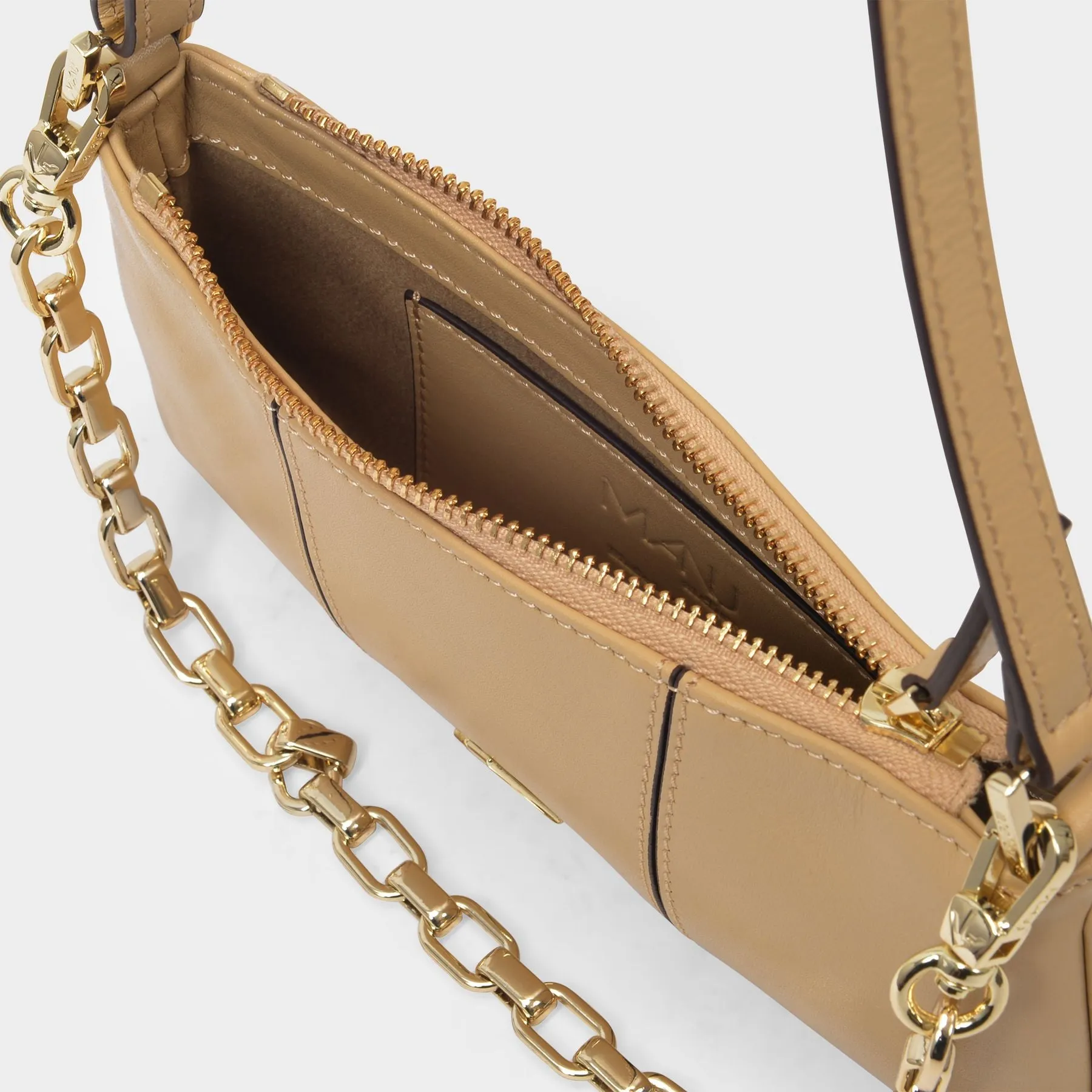 Manu Atelier  Mini Pita Bag in Beige Leather