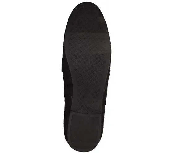 MARCO TOZZI Damen Echtleder-Slipper geflochtene Schlupf-Schuhe 2-24200-28 002 Schwarz