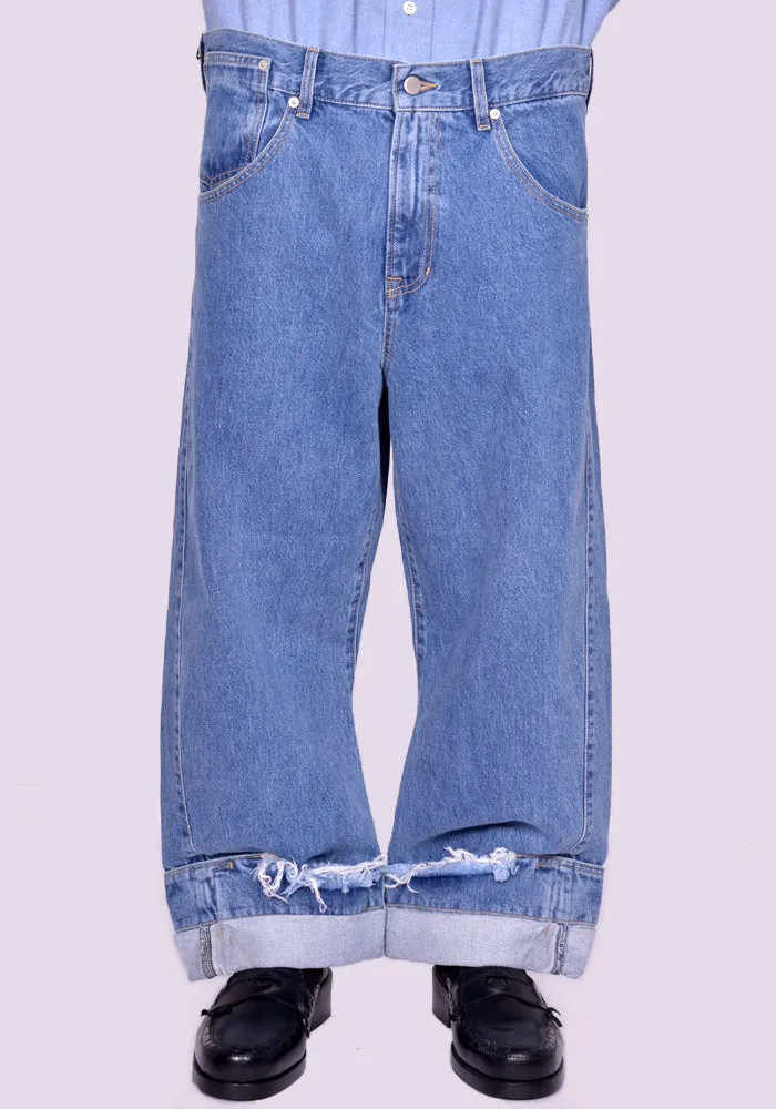 MARINA YEE FW24-0062-549 UNISEX DEAN BLUE OVERSIZED DENIM TROUSERS STONE (New season FW24)