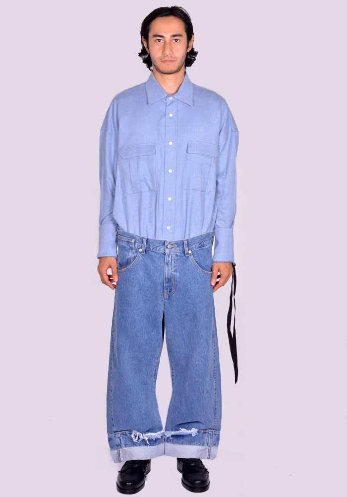 MARINA YEE FW24-0062-549 UNISEX DEAN BLUE OVERSIZED DENIM TROUSERS STONE (New season FW24)