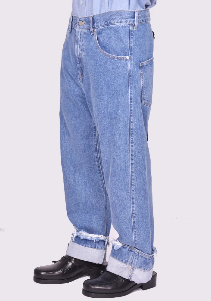 MARINA YEE FW24-0062-549 UNISEX DEAN BLUE OVERSIZED DENIM TROUSERS STONE (New season FW24)