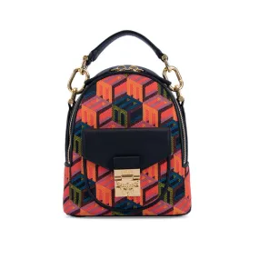 MCM Cubic Logo Jacquard Backpack Bag Multi  X-Mini