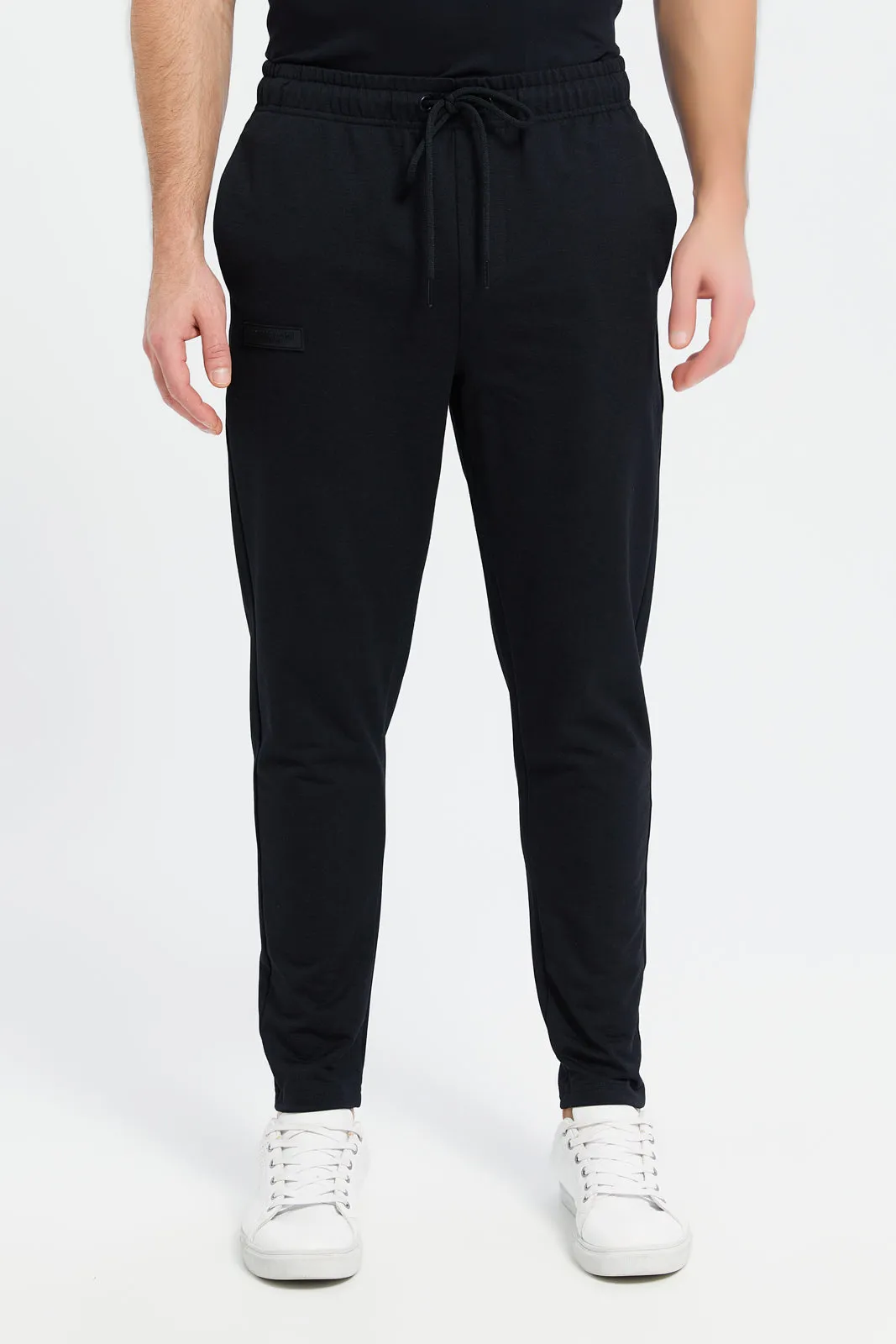 Men Black Joggers With Logo