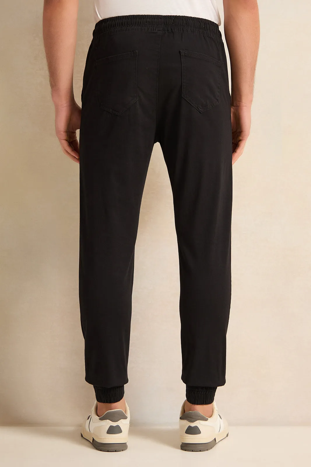 Men Black Twill Joggers