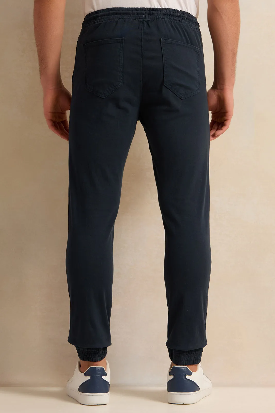 Men Navy Twill Joggers