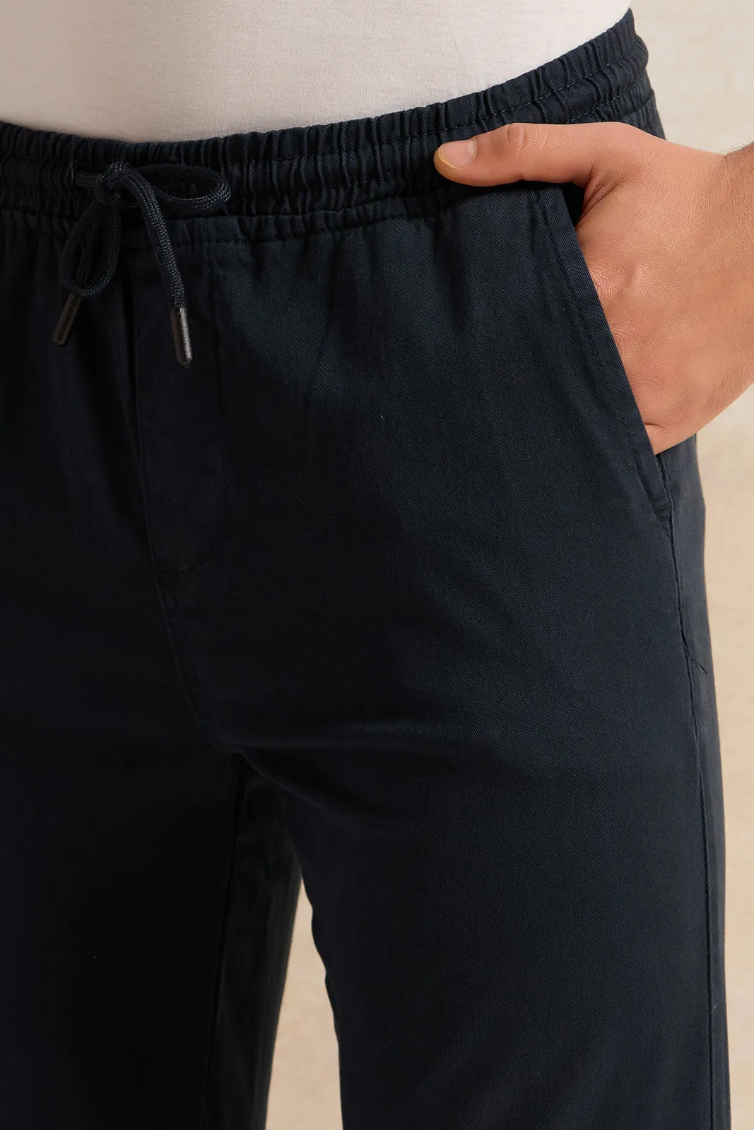 Men Navy Twill Joggers