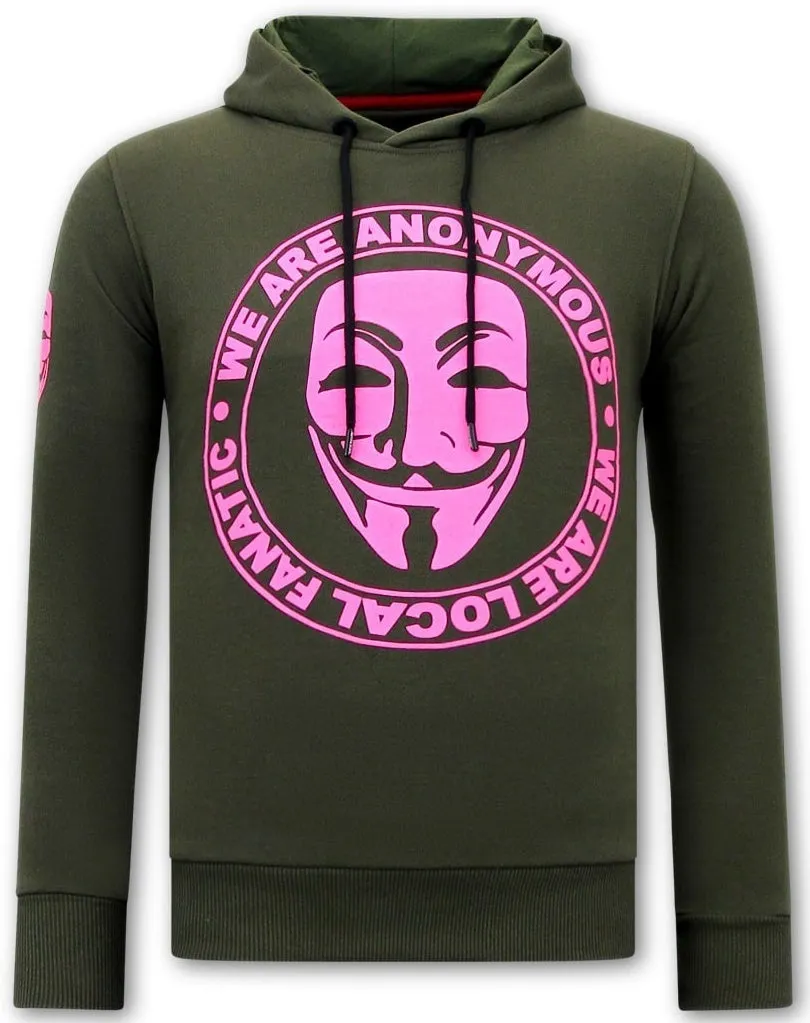 Men Printed Hoodie We Are Anonymous Green | NEW |