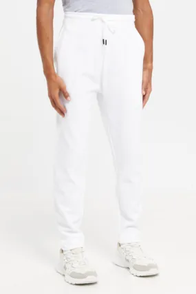 Men White Plain Joggers