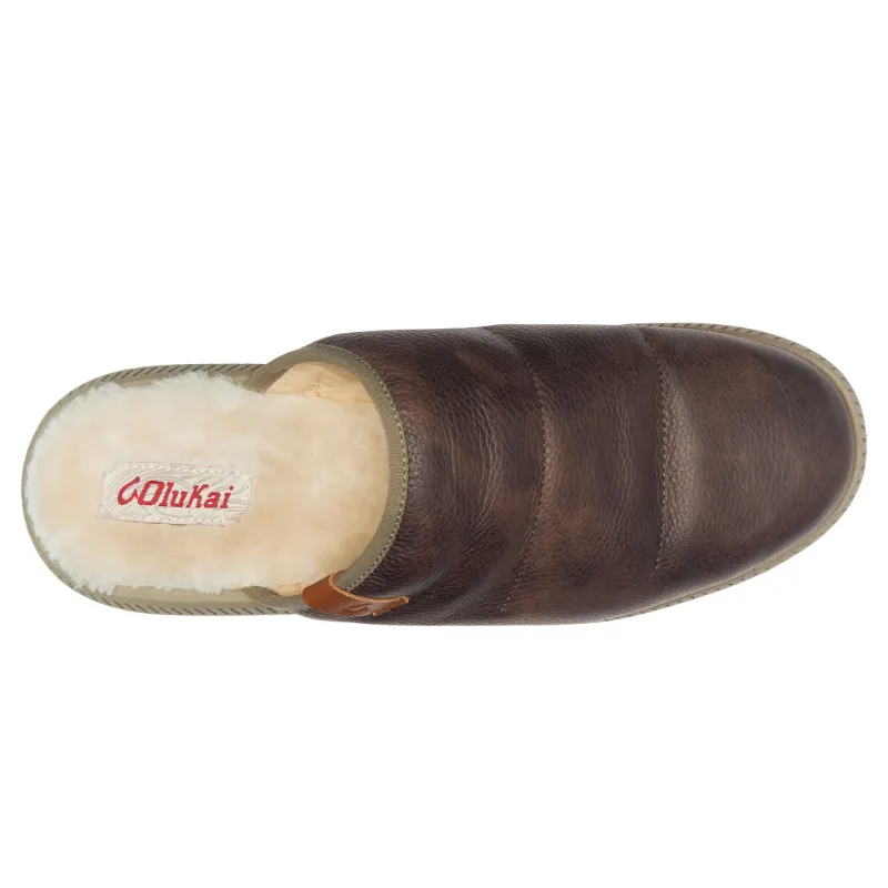 Men’s Olukai Mua ‘Ili Slipper – Dark Wood/Silt