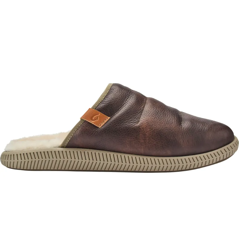 Men’s Olukai Mua ‘Ili Slipper – Dark Wood/Silt