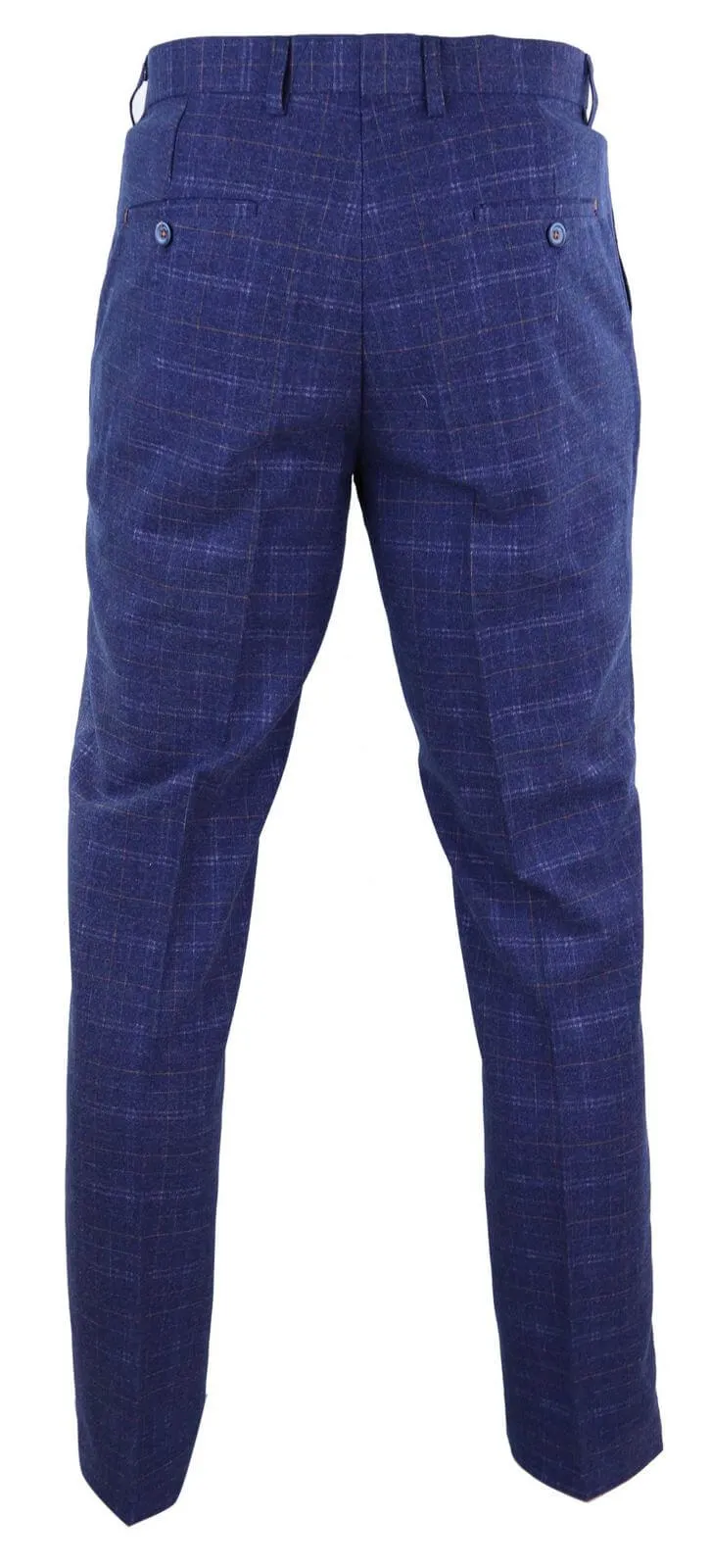 Mens Blue Tweed Check Trousers - Cavani Kaiser