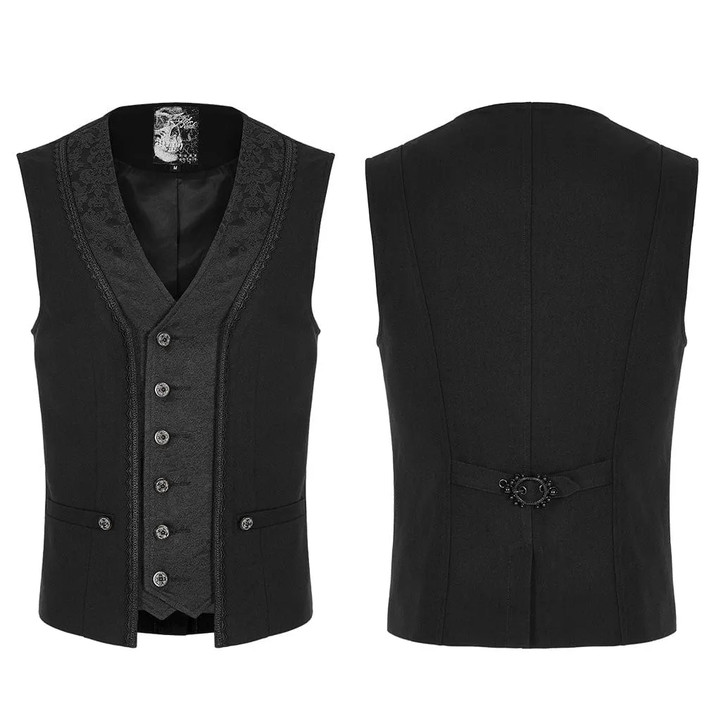 Men's Gothic Floral Printed Splice Vest