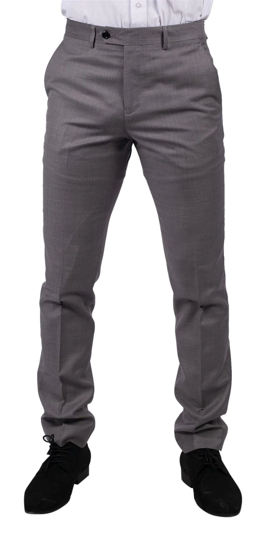 Mens Light Grey Trousers Classic Stitch Wedding Summer Prom Classic Grooms