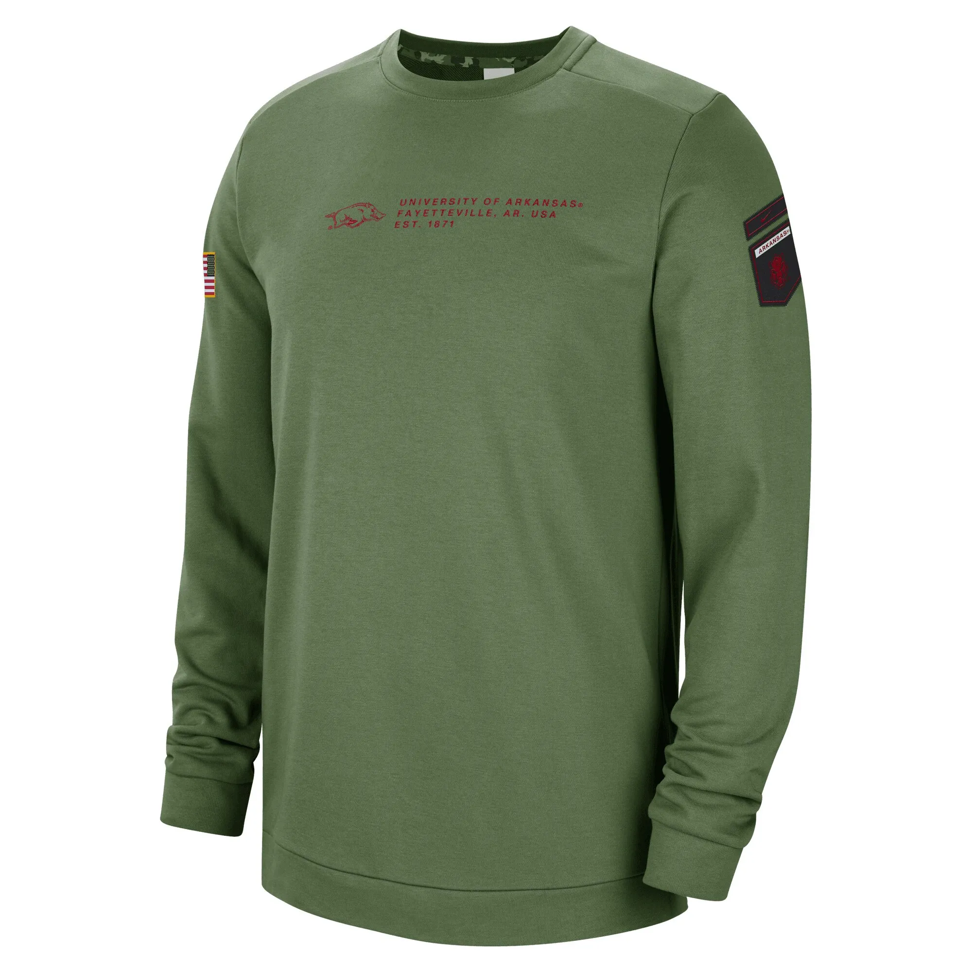 Men's Nike Olive Arkansas Razorbacks Military Pullover Sweatshirt