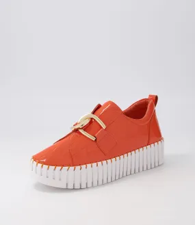 MIDAS Buckles Orange White Patent Leather Sneakers