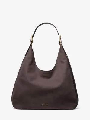 MK Nolita Large Nubuck Hobo Shoulder Bag - Brown - Michael Kors