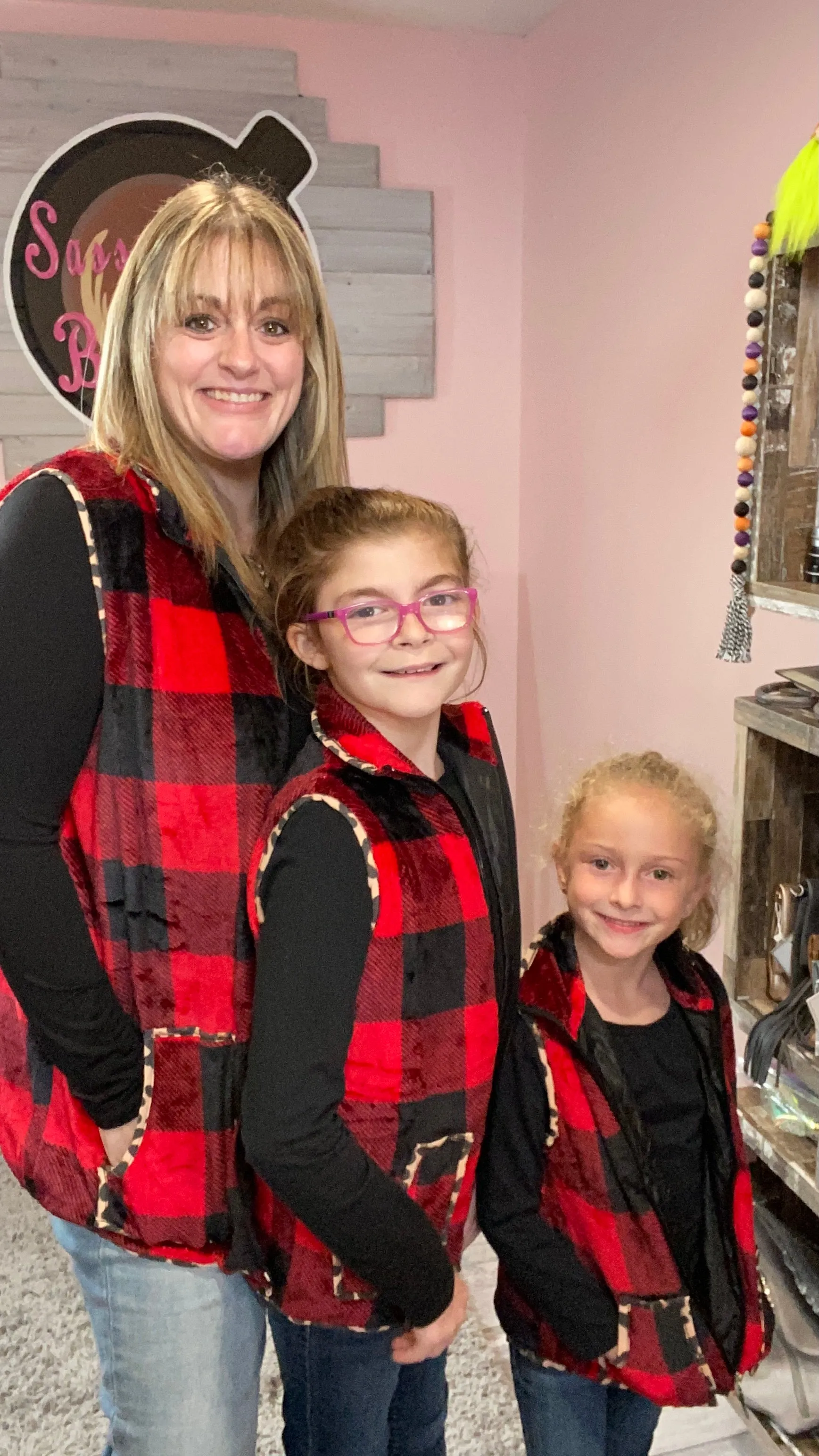 Mommy & Me Buffalo Plaid and Leopard Vest