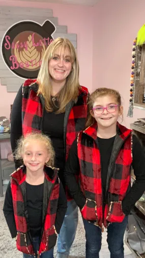 Mommy & Me Buffalo Plaid and Leopard Vest