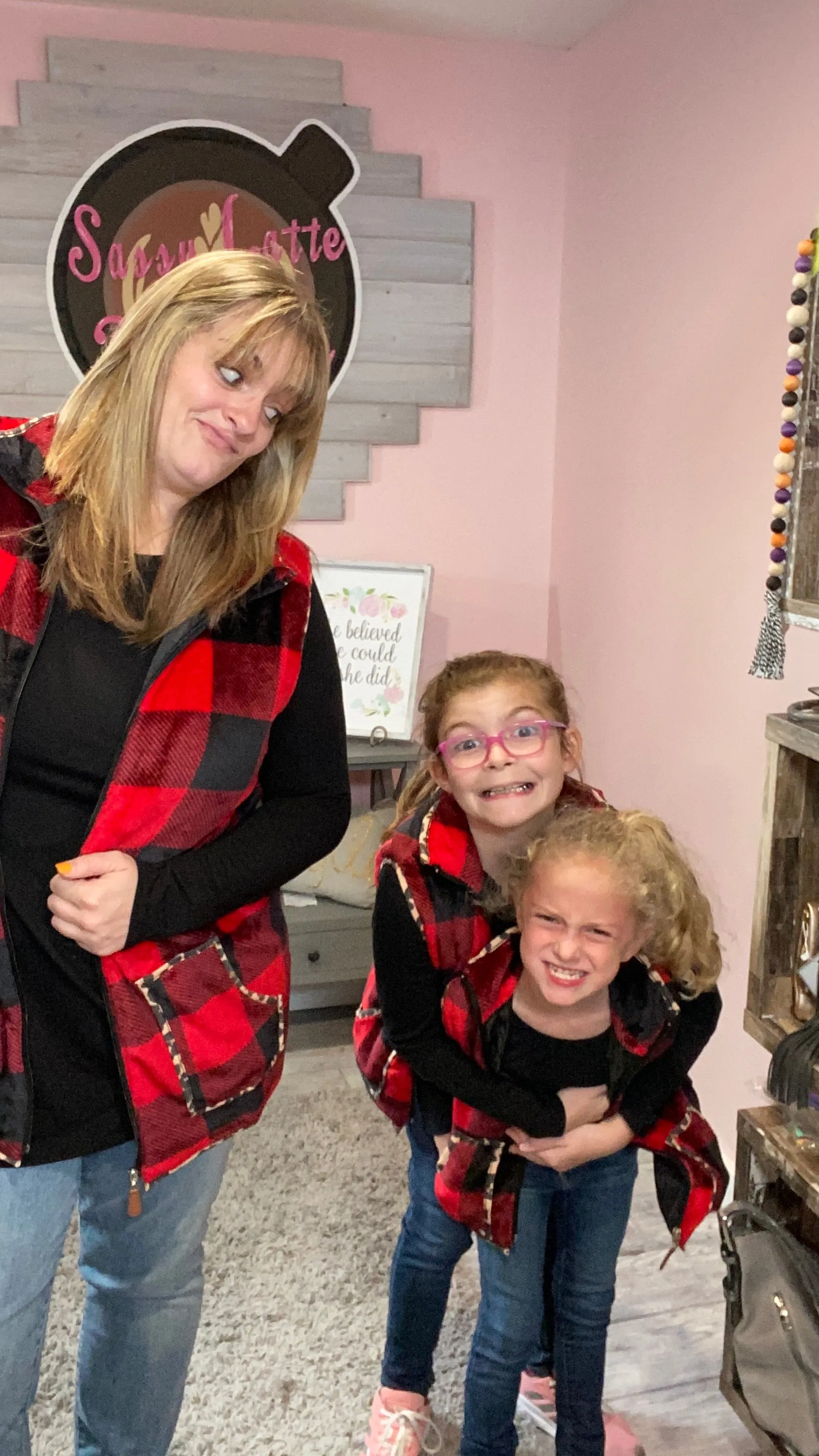 Mommy & Me Buffalo Plaid and Leopard Vest