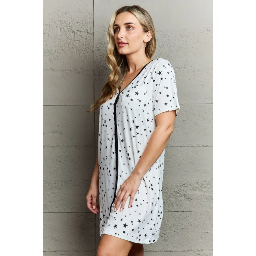 MOON NITE Quilted Quivers Button Down Sleepwear Dress