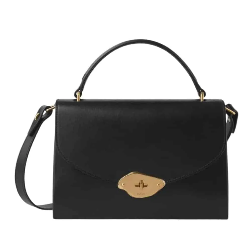 Mulberry Lana Top Handle Black High Glass Leather Bag | Menswear Online