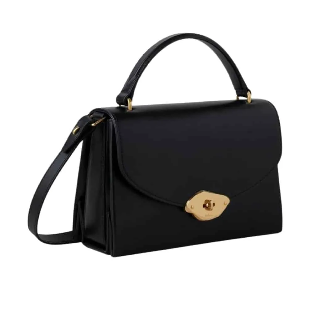 Mulberry Lana Top Handle Black High Glass Leather Bag | Menswear Online