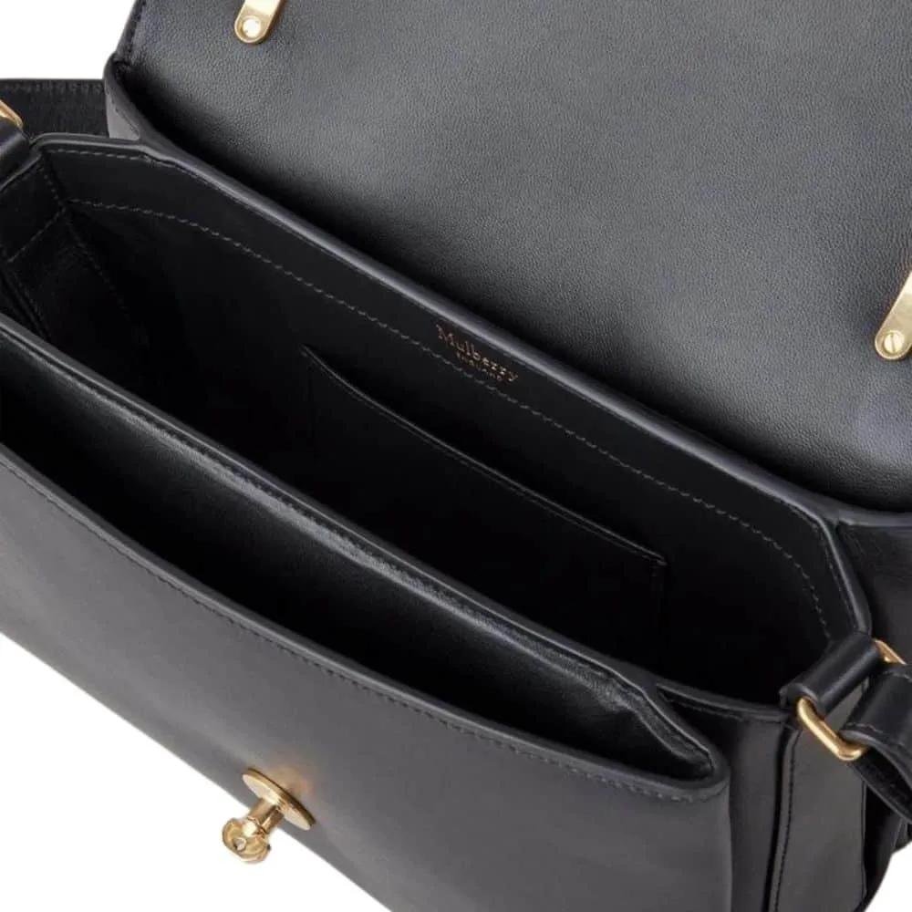 Mulberry Lana Top Handle Black High Glass Leather Bag | Menswear Online