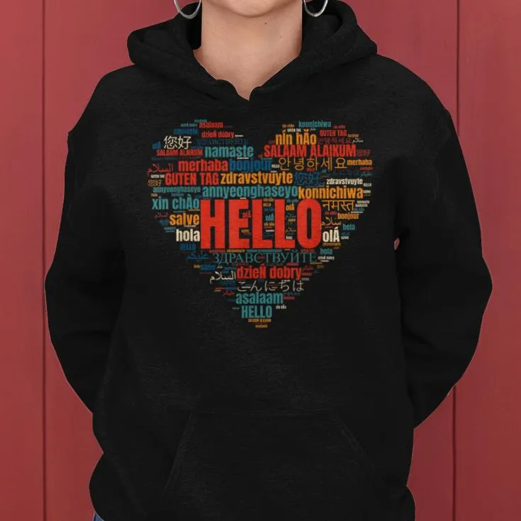 Multilingual Teacher Hello In Different Languages Women Hoodie