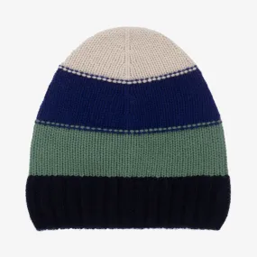 Navy Blue & Green Wool Hat