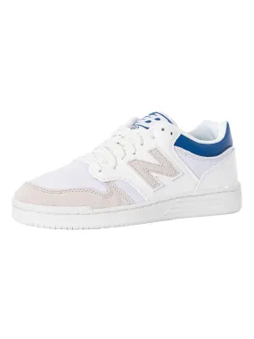 New Balance 480 Leather Mesh Trainers - White/Atlantic Blue