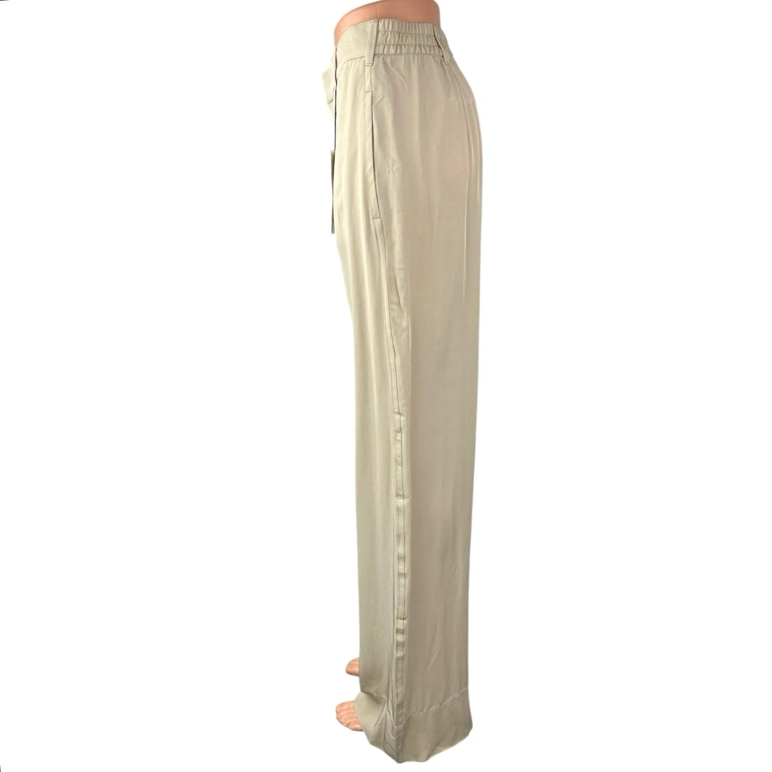 New Zara White Cream Straight Wide Leg High Waist Ankle Trousers Dress Pants S