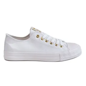 News Women's Classic Sneakers White and Gold Ecoma