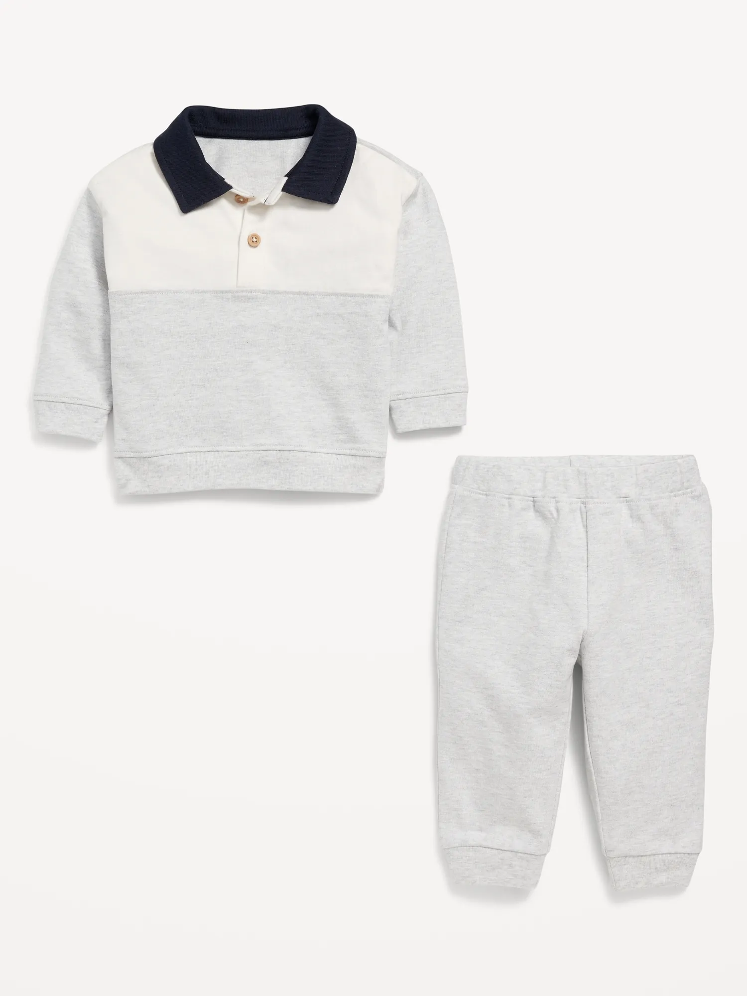 Old Navy Long-Sleeve Jersey Knit Polo Shirt and Joggers Set for Baby