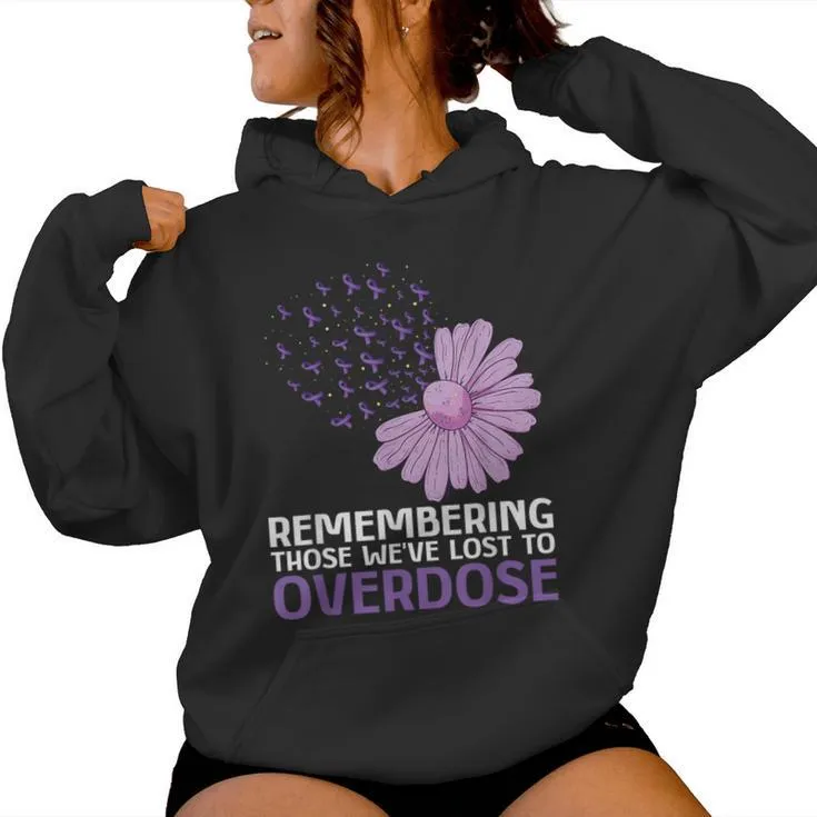 Overdose Awareness Purple Ribbon Drug Addiction Sunflower Women Hoodie