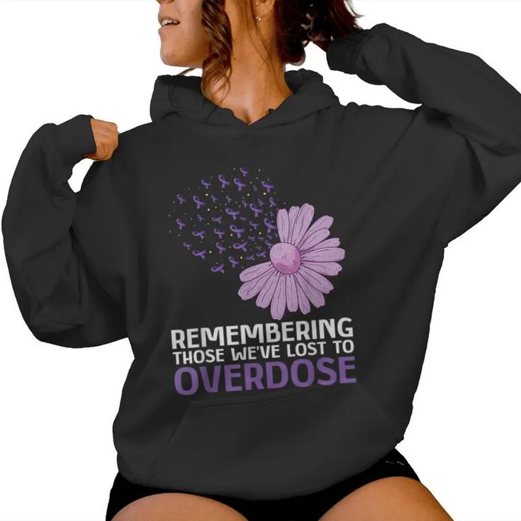 Overdose Awareness Purple Ribbon Drug Addiction Sunflower Women Hoodie