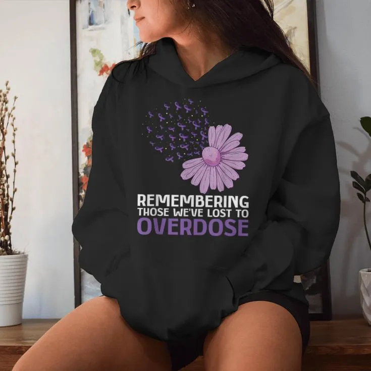 Overdose Awareness Purple Ribbon Drug Addiction Sunflower Women Hoodie