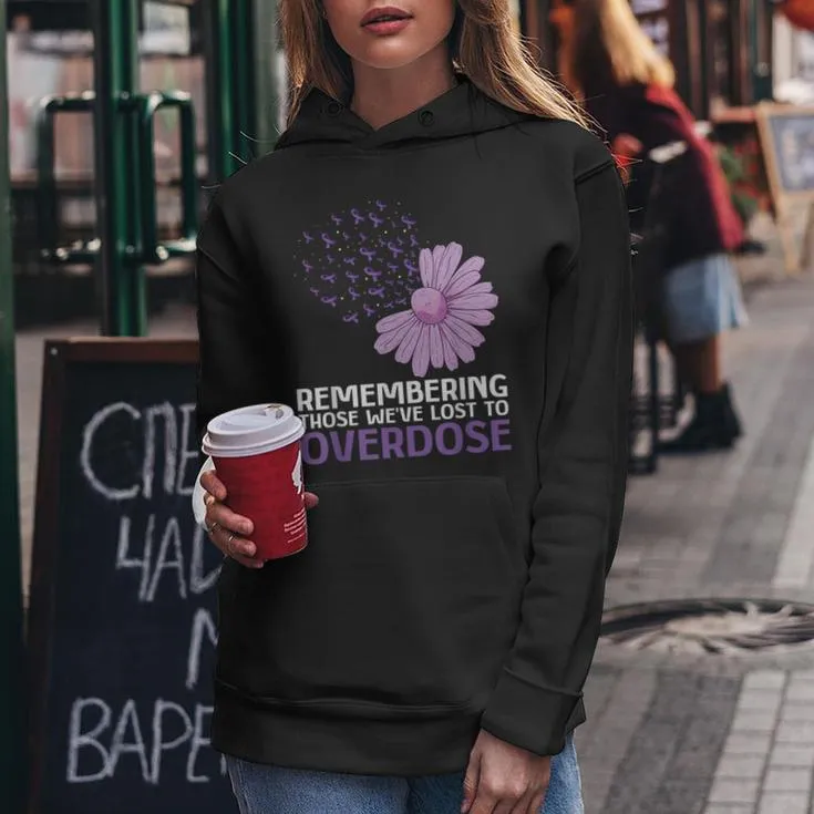 Overdose Awareness Purple Ribbon Drug Addiction Sunflower Women Hoodie